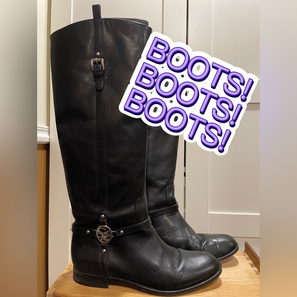 Coach “Mulan” Black Riding boot style with silver details